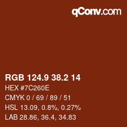 Color code: RGB 124.9 38.2 14 | qconv.com