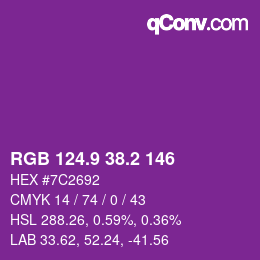 カラーコード: RGB 124.9 38.2 146 | qconv.com
