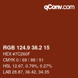 Color code: RGB 124.9 38.2 15 | qconv.com