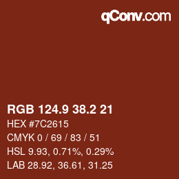 カラーコード: RGB 124.9 38.2 21 | qconv.com