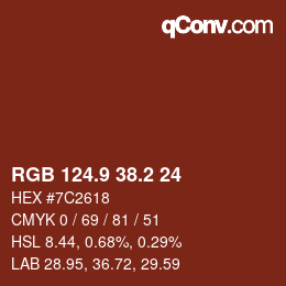 Color code: RGB 124.9 38.2 24 | qconv.com
