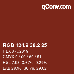 Color code: RGB 124.9 38.2 25 | qconv.com