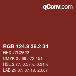 Color code: RGB 124.9 38.2 34 | qconv.com