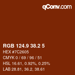 Color code: RGB 124.9 38.2 5 | qconv.com