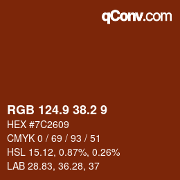Color code: RGB 124.9 38.2 9 | qconv.com