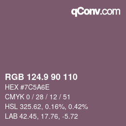 カラーコード: RGB 124.9 90 110 | qconv.com