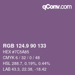 カラーコード: RGB 124.9 90 133 | qconv.com