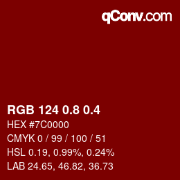 カラーコード: RGB 124 0.8 0.4 | qconv.com