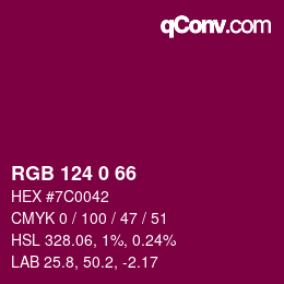 カラーコード: RGB 124 0 66 | qconv.com