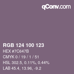 颜色代码: RGB 124 100 123 | qconv.com