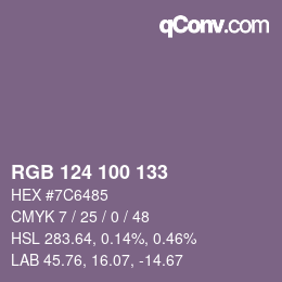 Color code: RGB 124 100 133 | qconv.com