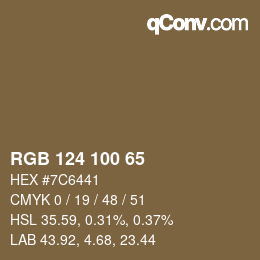 Farbcode: RGB 124 100 65 | qconv.com