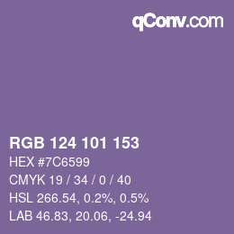 カラーコード: RGB 124 101 153 | qconv.com