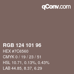 Farbcode: RGB 124 101 96 | qconv.com
