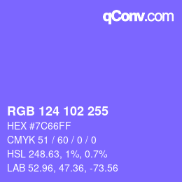 Color code: RGB 124 102 255 | qconv.com