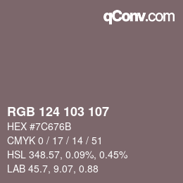カラーコード: RGB 124 103 107 | qconv.com