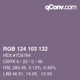 Color code: RGB 124 103 132 | qconv.com