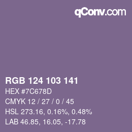 カラーコード: RGB 124 103 141 | qconv.com