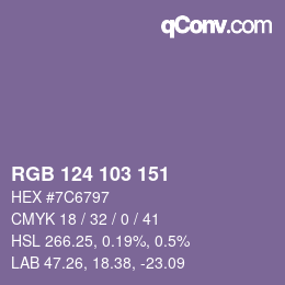 Color code: RGB 124 103 151 | qconv.com