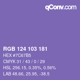 Color code: RGB 124 103 181 | qconv.com