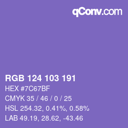 Color code: RGB 124 103 191 | qconv.com