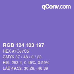 Color code: RGB 124 103 197 | qconv.com
