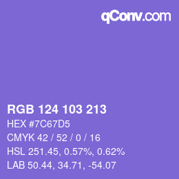 Color code: RGB 124 103 213 | qconv.com