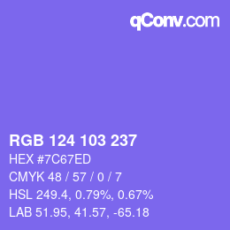 Color code: RGB 124 103 237 | qconv.com