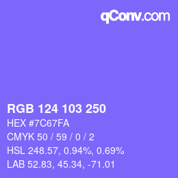 Color code: RGB 124 103 250 | qconv.com