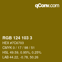Color code: RGB 124 103 3 | qconv.com