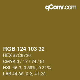 カラーコード: RGB 124 103 32 | qconv.com
