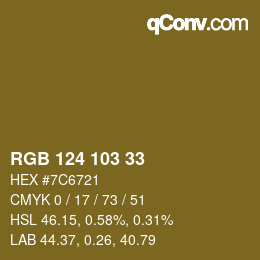 カラーコード: RGB 124 103 33 | qconv.com