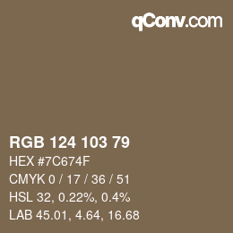 Código de color: RGB 124 103 79 | qconv.com