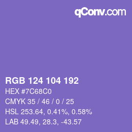 Farbcode: RGB 124 104 192 | qconv.com