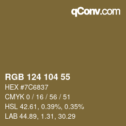 颜色代码: RGB 124 104 55 | qconv.com