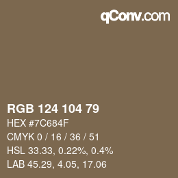 Código de color: RGB 124 104 79 | qconv.com