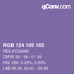 Farbcode: RGB 124 105 165 | qconv.com