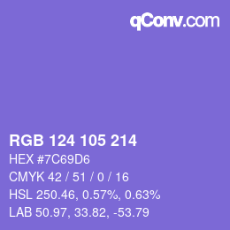 Color code: RGB 124 105 214 | qconv.com