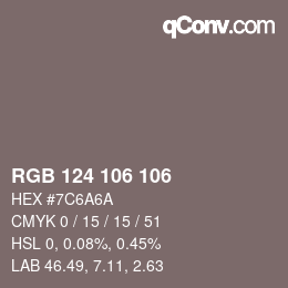 颜色代码: RGB 124 106 106 | qconv.com