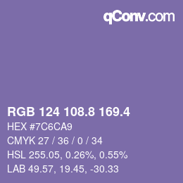 カラーコード: RGB 124 108.8 169.4 | qconv.com
