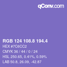 カラーコード: RGB 124 108.8 194.4 | qconv.com