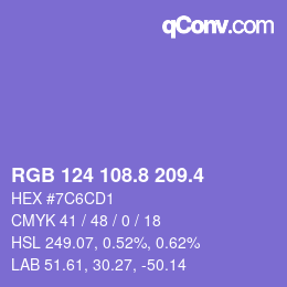 カラーコード: RGB 124 108.8 209.4 | qconv.com