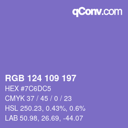 颜色代码: RGB 124 109 197 | qconv.com