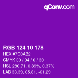 カラーコード: RGB 124 10 178 | qconv.com
