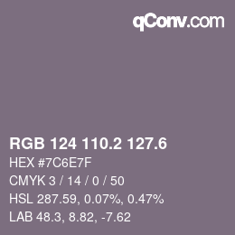 カラーコード: RGB 124 110.2 127.6 | qconv.com