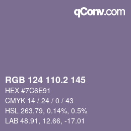 カラーコード: RGB 124 110.2 145 | qconv.com
