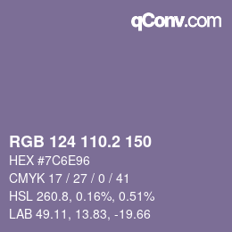 カラーコード: RGB 124 110.2 150 | qconv.com