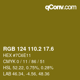 カラーコード: RGB 124 110.2 17.6 | qconv.com