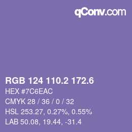 カラーコード: RGB 124 110.2 172.6 | qconv.com