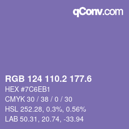 カラーコード: RGB 124 110.2 177.6 | qconv.com